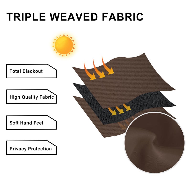 DWCN Blackout Valance for Windows Rod Pocket Window Valance Curtains 52 x 18 inch Long for Bedroom Living Room, 1 Brown Panel - Image 5